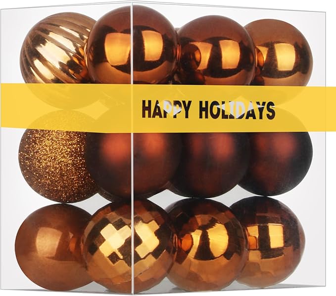 Bronze 2.5" Christmas Balls Christmas Tree Decoration Ornaments Shatterproof Hanging Balls for Birthday Halloween Holiday Wedding Decorations Set of 18pcs