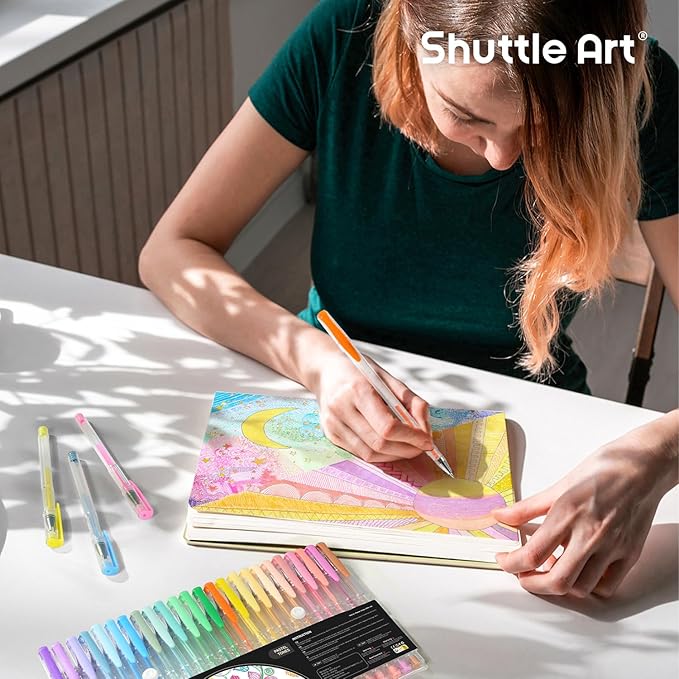 Shuttle Art Pastel Gel Pens, 24 Pastel Milky Colors Gel Pen for Black Paper, Adults Coloring Books Drawing Doodling Crafts Scrapbooking Journaling