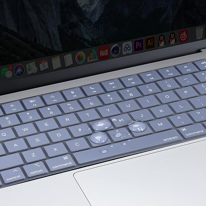 MOSISO Keyboard Cover Skin Compatible with MacBook Air 15 inch M3 A3114 M2 A2941/Air 13.6 A3113 A2681/Pro 14/16 M4 M3 M2 M1, Lavender Gray