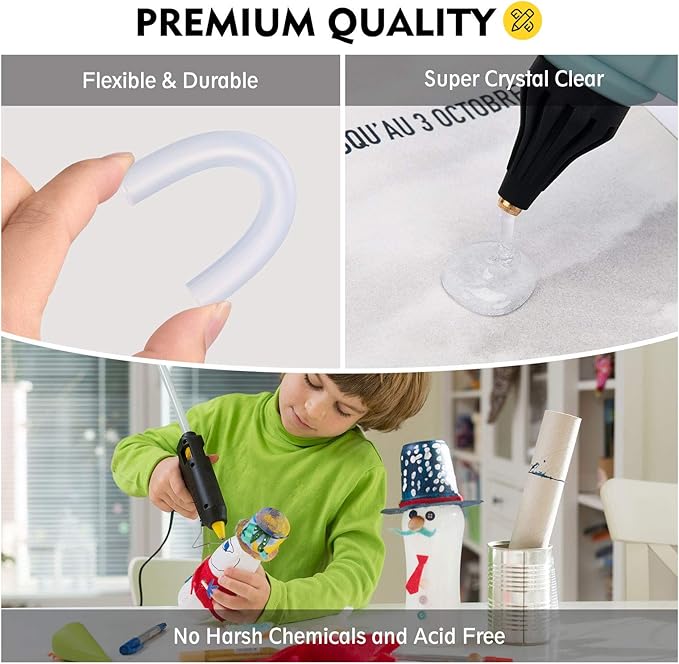 200-Pack Full Size Hot Glue Sticks, Magicfly 4 Inch Long X 0.43 Inch Diameter Hot Melt Glue Gun Sticks, Compatible with Most Glue Guns, for DIY Craft Projects and Sealing