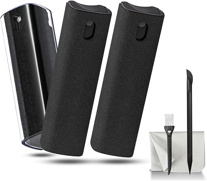 walrfid 3 Pack Screen Cleaner, Car Screen Cleaner Spray and Wipe, Computer Laptop Cleaning Kit for Electronic iPad, iPhone, Cellphone, Monitor, MacBook, Car Display, Tablet, TV Flat Screens, Black