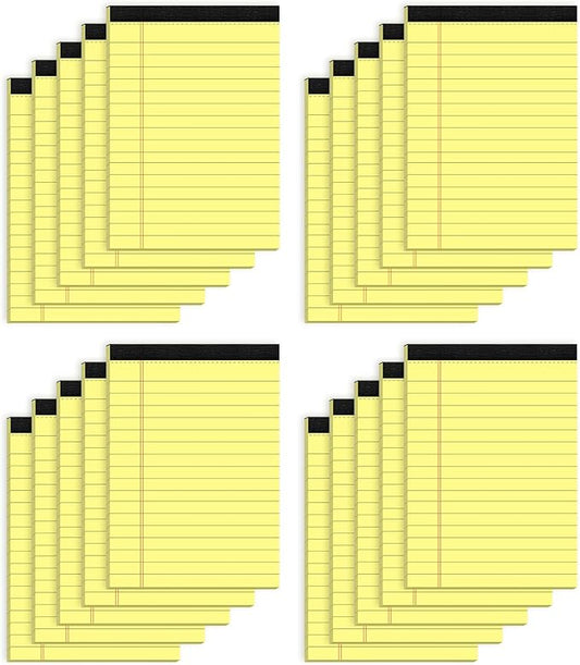 Yellow Legal Pads 4x6 18-Line College Ruled Small Legal Pads 20 Packs of Mini Legal Note Pads Non-Penetrating Paper, Perforated Writing Pad for School, Office, Business