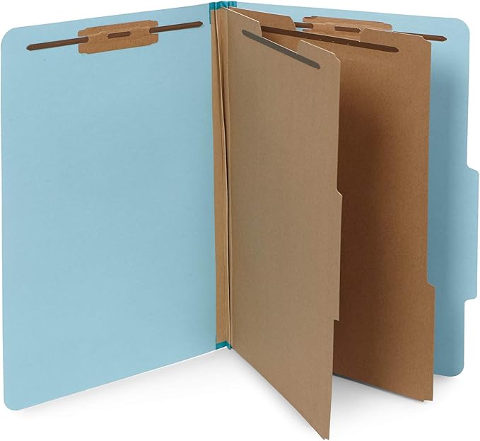 10 Blue Legal Size Classification Folders - 2 Divider 2 Inch Tyvek expansions - Durable 2 Prongs Designed to Organize Standard Law Client Files, Office Reports - Legal Size, 8 3/4 x 14 3/4, 10 Folders