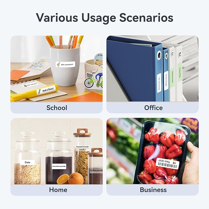 NIIMBOT D110 Upgraded Version Mini Label Maker Machine with 3 Tapes, Portable Bluetooth Thermal Printer, Sticker Labeler with Multiple Templates for Office Organization Home Kitchen School, White