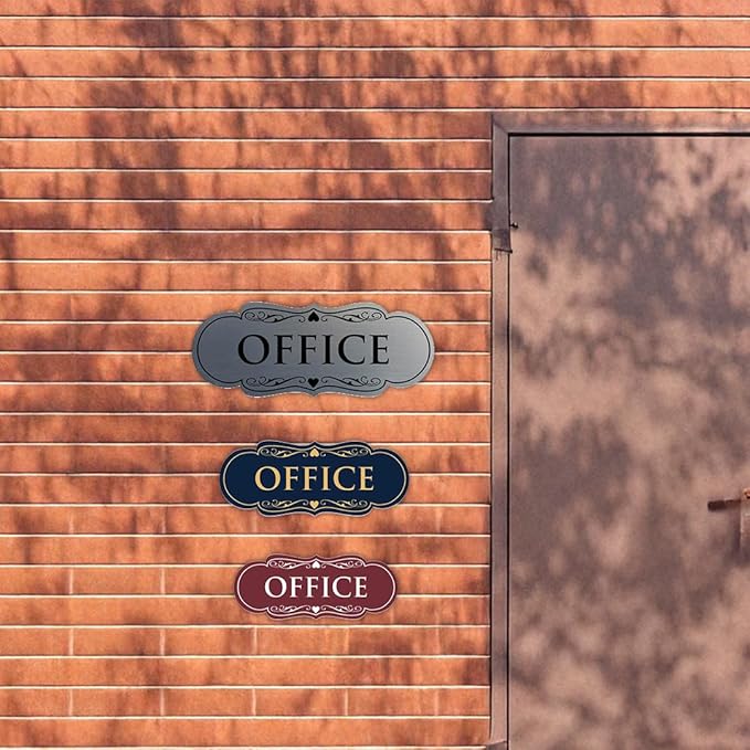 All Quality Designer Office Sign | Easy Installation - Dark Brown - Large (2 Pack)