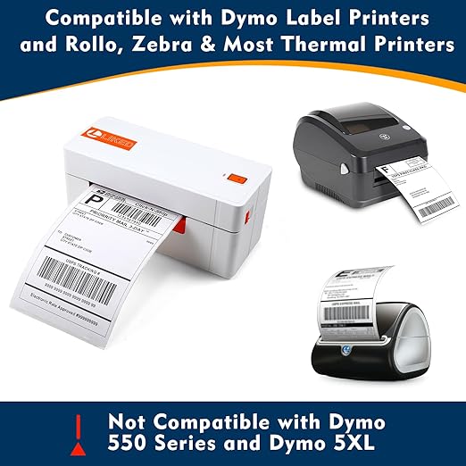 L LIKED 2200 PCS 4"x 6" Direct Thermal Labels White Perforated Shipping Label, Compatible with DYMO 4XL 1744907,Zebra, Rollo, Jadens, Nelko, 220 Labels per Roll, 10 Rolls