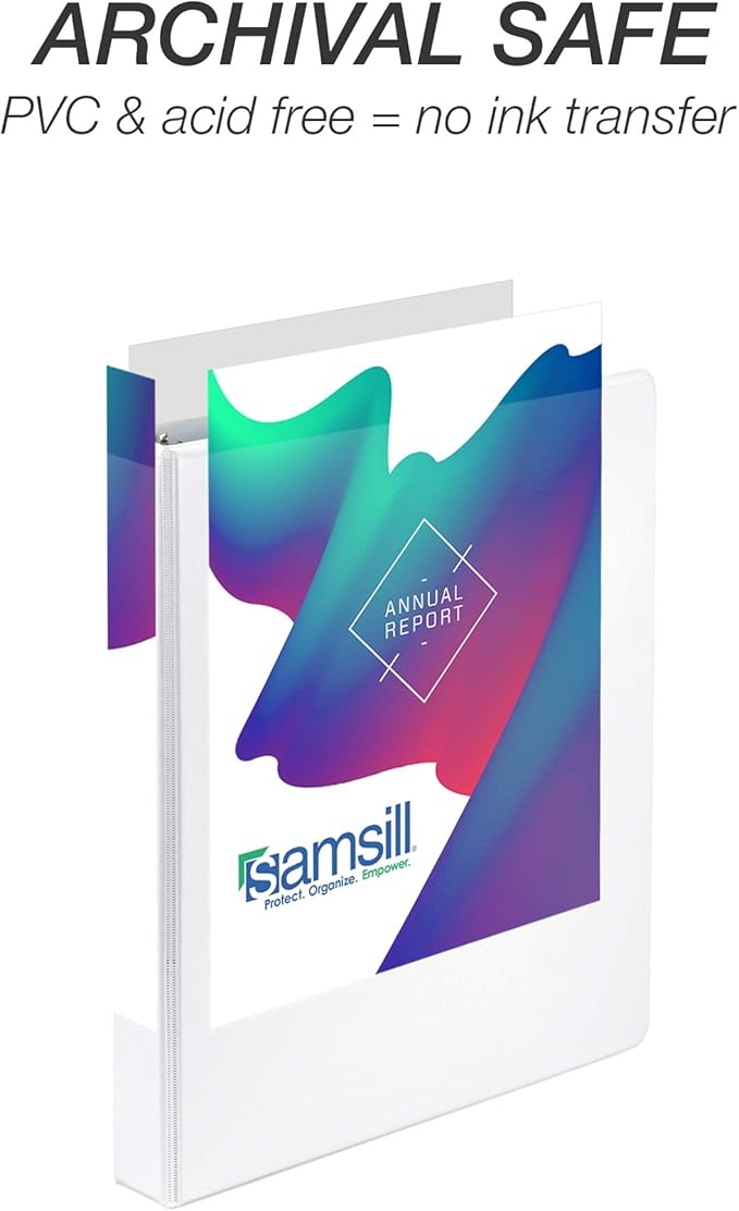 Samsill Durable 1 inch 3 Ring Binder, Made in USA, D Ring Binder, FSC 100% Recycled Chipboard, White, 12 Pack