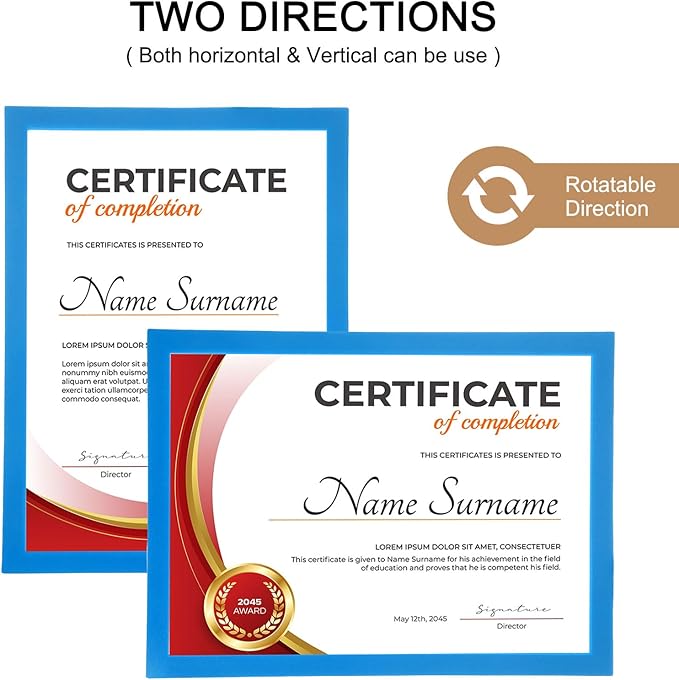 uxcell 3 Pcs Magnetic Sign Holder, 8.3" x 11.7" Self-Adhesive Magnetic Wall Signs Holder Magnetic Picture Frame Document Holder for Home Office Wall Window Displays, Sky Blue