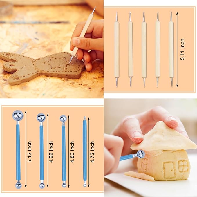 KIDOFLY Professional 43 PCS Clay Sculpting Tools Kit – Stainless Steel Pottery Tools with Storage Bag for Ceramics, Polymer Clay Art & DIY Crafting