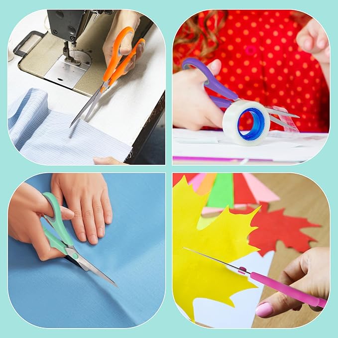 Scissors, Rkqoa 8" Adult Scissors All Purpose 6 Pack - Comfort-Grip Sharp Shears for Office School Sewing Fabric Craft Art Supplies, Teacher/Class Everyday Use, Right/Left Handles