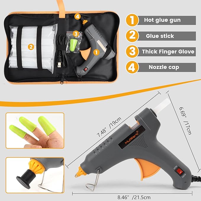 Mulwark Full-Size Hot Glue Gun Kit – High Performance Dual Power 60/100W Industrial Glue Gun Set with 30 Glue Sticks for Crafting, Repairs, and DIY Projects