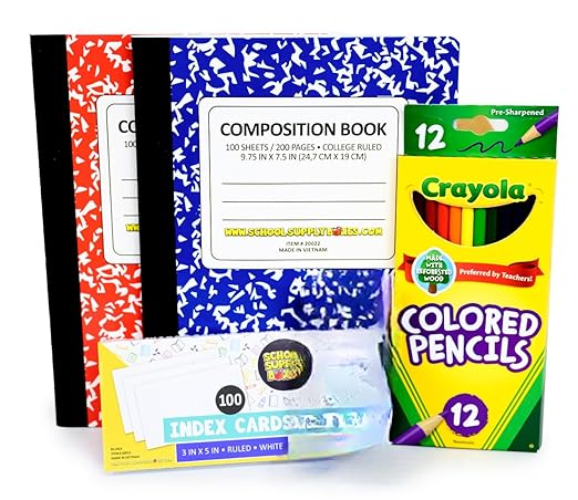 Secondary School Essentials Bundle | Case (2 Boxes) - 51 Pieces per Box | School Supply Boxes - Back to School Essentials | Includes Notebooks, Binders, Pencils, Index Cards, Highlighters, & More
