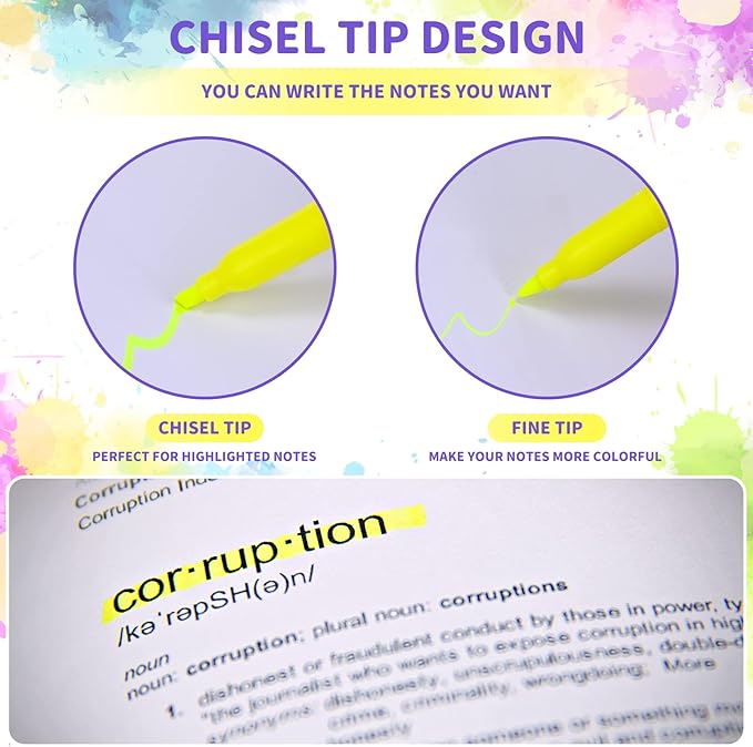 Handepo Highlighter Bulk Assorted Colors Dry Quickly Highlighter Markers Chisel Tip Pens for Kids Adult School Teachers Office Supplies Carnival Classroom graduation Rewards(300 Pcs)