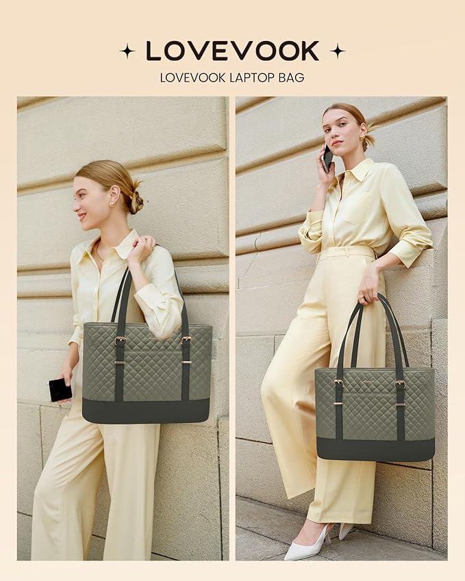 LOVEVOOK Laptop Bag for Women, 15.6 Inch Work Tote Computer Bag With Large Cup Holder, Lightweight Large Laptop Briefcase for Travel, Bussiness, Teacher