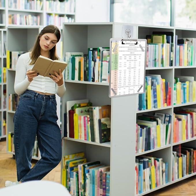 Seajan 3 Pcs Stainless Steel Magnetic Clipboards 9" x 12.5" Metal Clipboard with Low Profile Clip Hangable Board for Refrigerator Industry Office Teach