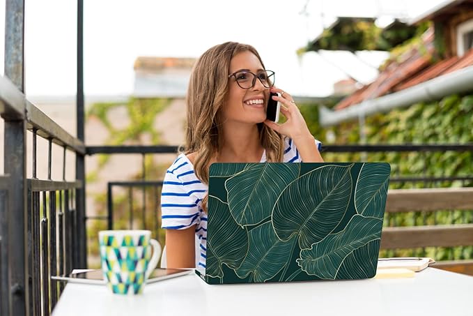 Teryeefi for MacBook Pro 13 inch Case M2 M1 2022 2020 2019-2016 Model A2338 A2289 A2251 A2159 A1989 A1706 with Touch Bar, Hard Shell Case & Keyboard Cover & Screen Protector, Green Leaf