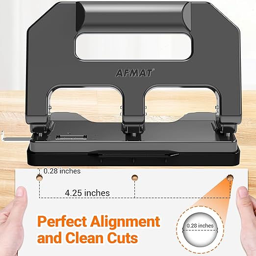 3 Hole Punch Heavy Duty, AFMAT 3 Hole Puncher for Binder, 10000+ Punching Times, 40-Sheet Three Hole Punch, Metal Hole Puncher 3 Ring, 50% Reduced Effort, Bulit-in S.S. Paper Guide, Gray