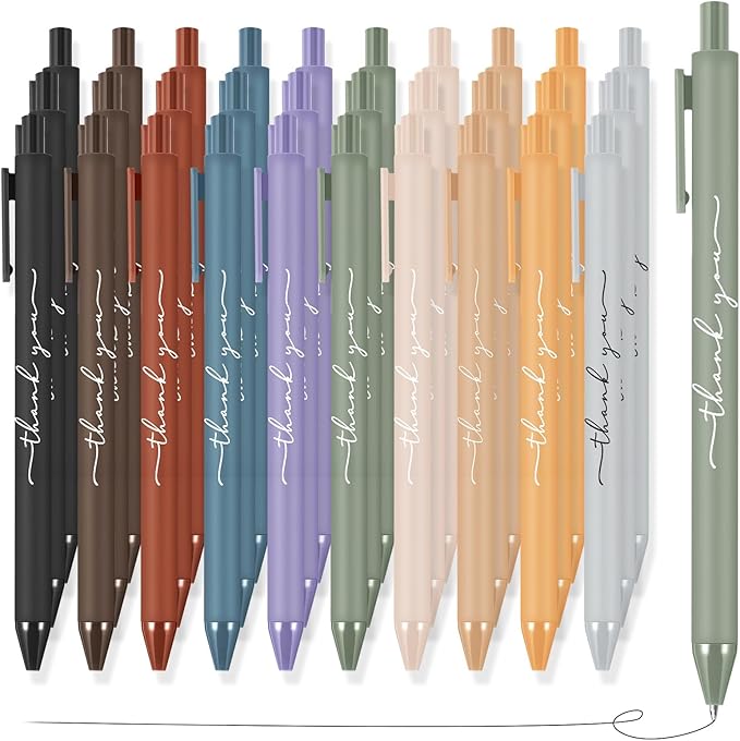 30pcs Thank You Pens Bulk Cute Multicolor Ballpoint Pen for Men Women Server Accessories Employee Holiday Appreciation Gifts for Teacher Office Back to School Party Favor (Bright Colors)