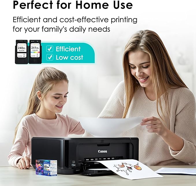 Remanufactured Ink Cartridge Replacement for Canon 240XL 241XL Combo Pack PG240 CL241 for PIXMA MG3620 TS5120 MG3520 MG3220 MG2120 MG4220 MX392 MX452 MX522 Printer (Black Color, 2 Pack)