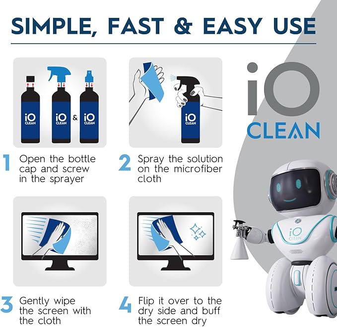 Screen Cleaner Spray (16oz+16oz) – Best Large Cleaning Kit for LCD LED OLED TV, Smartphone, iPad, Laptop, Touchscreen, Computer Monitor, Other Electronic Devices – 2 Microfiber Cloths and 4 Nozzles