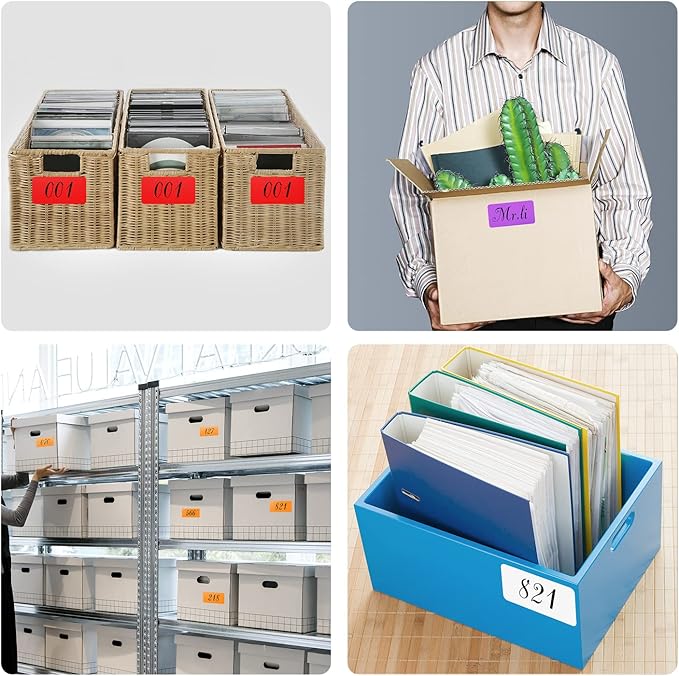 Rectangle Labels Sticker 3×5 Inch Vinyl Floor Stickers Color Coding Name Tags Roll Removable 200 PCS, Red