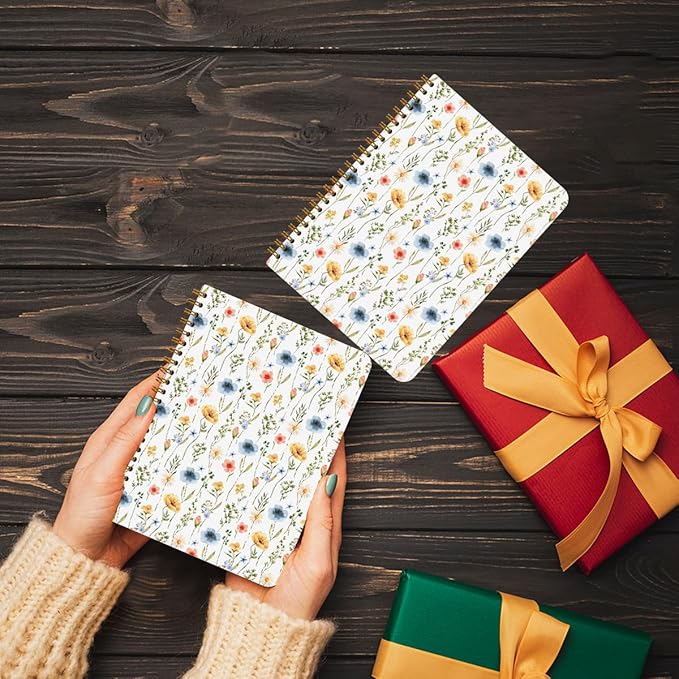 CFGBFDGH 2Pcs Floral Spiral Notebooks for Work, A5 Hardcover Notebook Journal for Women, Floral Journal 8.3x5.8inch College Ruled Notebook Travel Journal for Writing Office Note Taking, Floral Diary