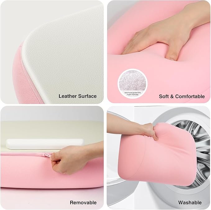 elitehood Bean Bag Laptop Lap Desk, Soft Cushion Stand for Book, Laptop, Tablet, Book Holder for Reading in Bed, Lap Pillow Desk Ideal for Working, Writing and Relaxation on Bed, Couch, Recliner, Pink