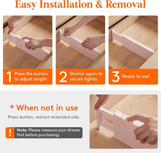 Lifewit 24 Pack Drawer Dividers 4" High, 11-17" Adjustable Dresser Drawer Organizers for Clothes, Expandable Dresser Separators in Bedroom/Bathroom/Kitchen/Vanity/Office Organization and Storage,Pink