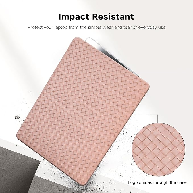 Woven Case for MacBook Pro 13 inch Case 2025-2016 A2338 M1 A2251 A2289 A2159 A1989 A1708 A1706,for MacBook Pro M2 Protective Leather Woven Textured Case&Keyboard Cover for Mac Pro13,Boho Pink