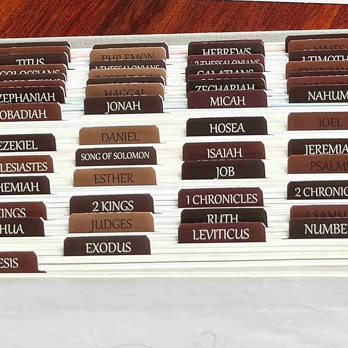 Thinkor Reposition Laminated Bible Tabs, Large Print Stickers, Easy to Read & Apply Bible Tabs for Women & Man (Earthy Brown)