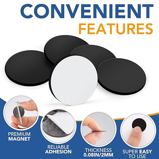 DIYMAG 90Pcs Magnetic Dot with Self Adhesive, Round Magnets Magnetic Tape Flexible Magnet Sheets with Adhesive for Crafts, Photos and Die Storage Easy Peel and Stick, 1.2 x 0.08inch