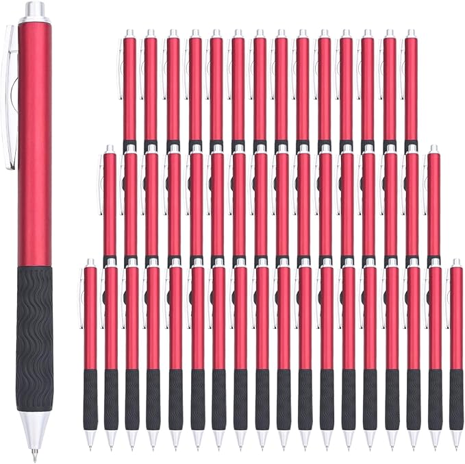 HZIDYAKE Gel Pens Bulk, 50 Black Ink Gel Pens, Smooth Writing Without Losing Ink, 0.5mm Fine Tip for Schools, Offices, Nurses Notes Office Supplies (Red Body)
