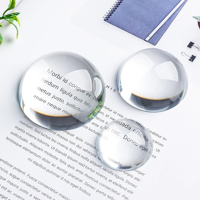 SWTHONY 4pcs 1.6inch Crystal Dome Magnifying Paperweight, Reading Magnifier Glass Paper Weights for Outdoor Events, Office Desk