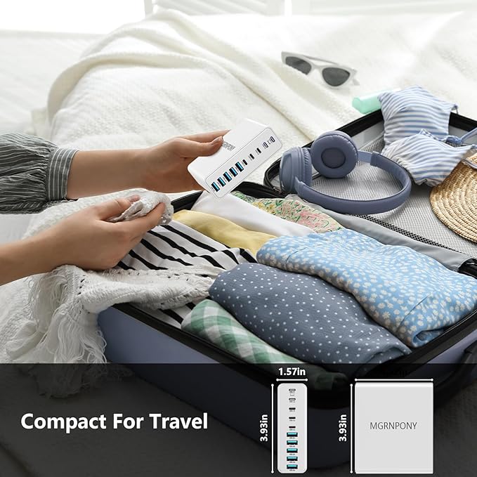 320W USB C Charger Block, 10-Port USB C Charging Station GaN III PD 65W Laptop Fast Charger Adapter for MacBook Pro/Air, DELL, iPad, iPhone, Samsung Galaxy White