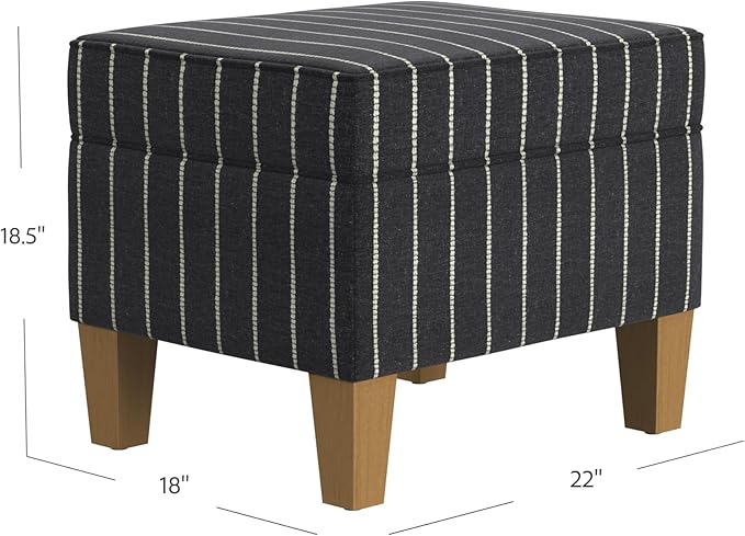 Home Decor | Dinah Collection Modern Storage Ottoman | Ottoman with Storage for Living Room & Bedroom(Black with Boucle Stripe)