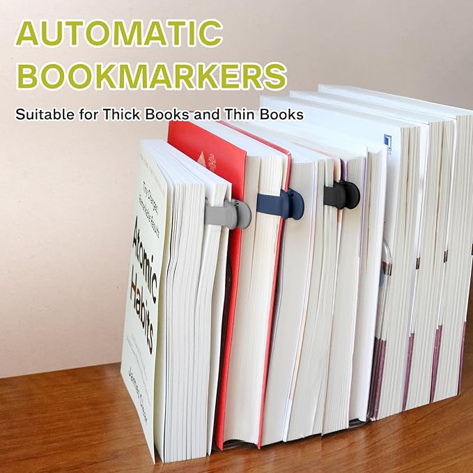 SMUK 6pcs Automatic Bookmark, Smart Silicone Book Mark Book Markers for Men Women Book Lovers, Book Clip Page Keeper Reading Gifts for Book Lovers