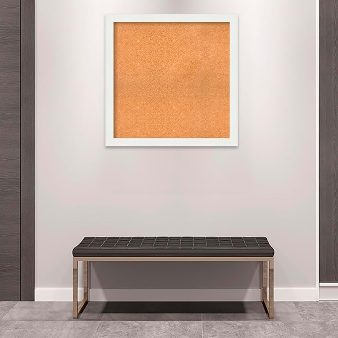 Amanti Art Natural Cork Board for Wall, 33x33 Vision Board with White Frame, Large Corkboard Office Decor for Home Organization, Casual Corkboard Pinboard to Display Items for Home Organization in