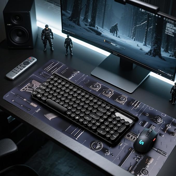 Cool Military Weapon Build Weapon Parts Display Large Gaming Mouse Pad, Desk Mat for Keyboard and Mousepad, Computer Office Supplies Accessories for Table Decor(Thick 2mm,15.7 * 35.4inch)