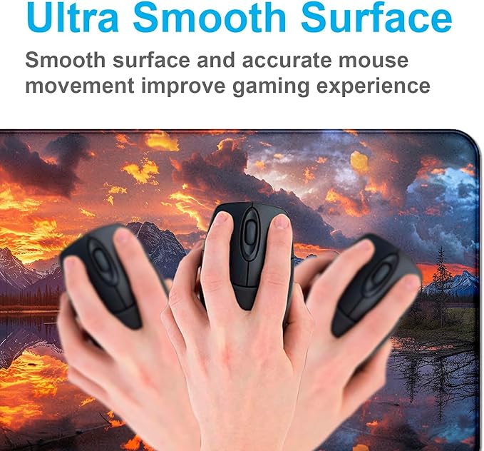 Volcanic Lava Scene Ultra Large Computer Desk Pad, Anti Slip Keyboard Pad, Customized Thick Large Stitched Edge Mouse Pad for Office 35.4 x 15.7 Inches