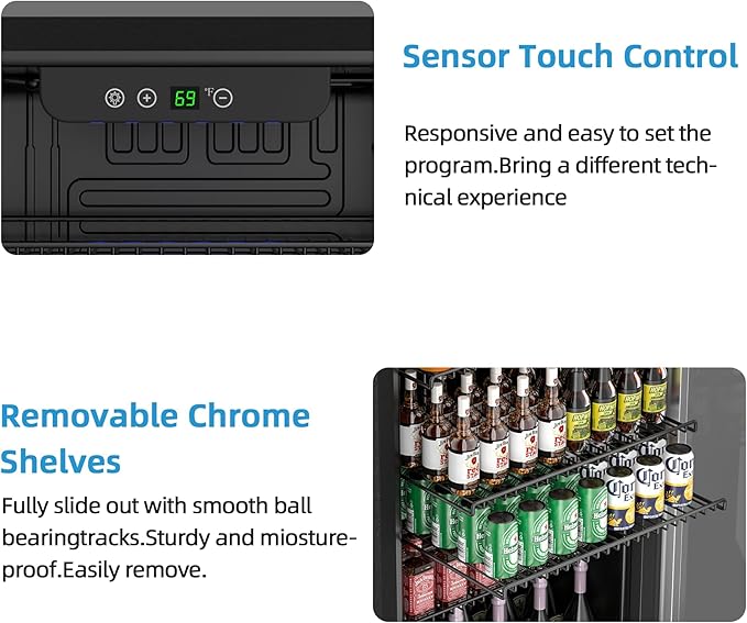 Compact Freestanding Beverage Refrigerator,126 Can/3.2 Cubic FeetMini Fridge with Reversible Glass Front Door for Soda, Beer, or Wine, Under Counter Drink Refrigerator with Adjustable Shelves