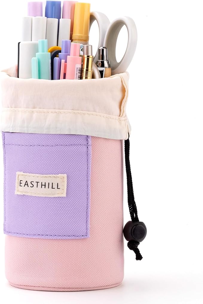 EASTHILL Desk Organizer Pencil Holders Pen Case Pouch for Girls Home School and Office Supplies-Pink