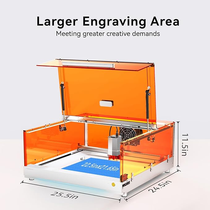 TOOCAA 20w Laser Engraver with 5 in 1 Rotary Roller Set, Smart Camera,Air Assist,Honeycomb Panel, 22" x 22" Bed Size,Safe Laser Engraving Cutting Machine Expert for Metal Tumblers Wood Acrylic