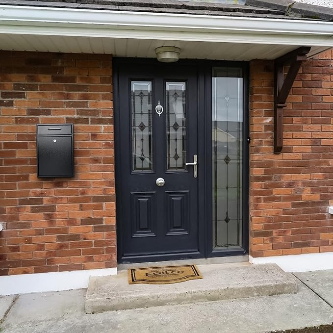 xydled Metal Mailbox Wall Mount, Large Locking Mailbox with Key Lock, Hanging Secure Postbox, Security Key Drop Box, Collection Boxes, Black, 17.6H x 12.2L x 5.7W Inches, XL Large