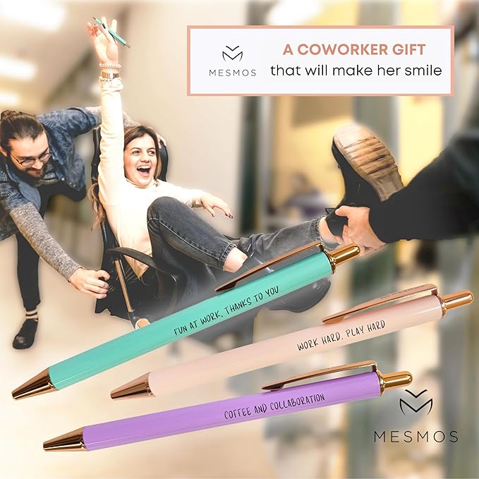 MESMOS 3pk Fancy Pen Set, Thank You Coworker Gifts for Women, Appreciation Gifts for Coworkers Female, Work Besties Women, Going Away Farewell Birthday Gift