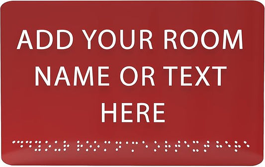 9" X6" Personalized Custom Sign - ADA Compliant Tactile Graphics Grade 2 Braille Text Acrylic Wall Signs - Add Your Room Name Text Sign for Home School Office Business Workplace