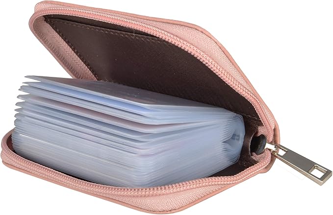 Easyoulife Genuine Leather Credit Card Holder Zipper Wallet With 26 Card Slots