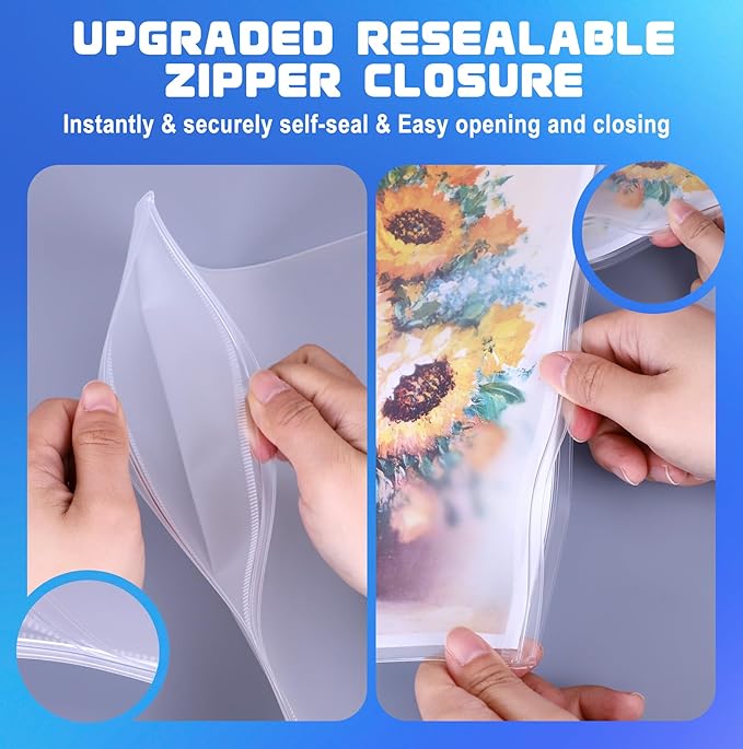 Antner 10 Pack Letter Size Binder Pockets 3 Ring Binder Zipper Pouch, 3-Hole Waterproof Resealable Zip Loose Leaf Insert Bags PVC Document Organizer Folders Page Sheet Protectors for 8.5x11 Paper