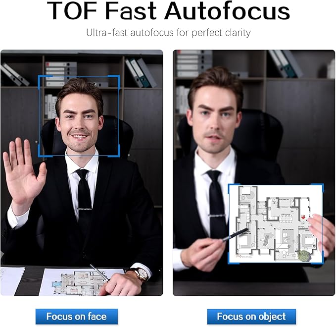 Angetube AI Webcam for PC - 1080p/2K@60FPS HD Web Camera with Remote Control, 8X Digital Zoom Webcam, Privacy Cover, TOF Auto Focus, HDR, USB 3.0 Web Cam Work with Zoom, Skype,Teams, Windows,Mac