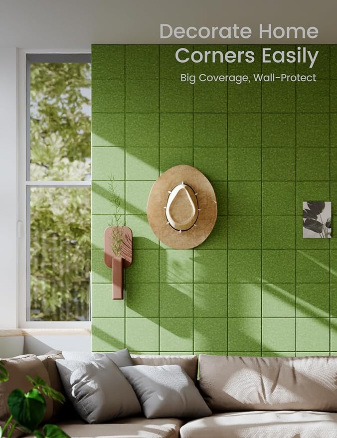 Large Felt Bulletin Board 36" x 24"Cork Board Alternative-6 Pack with 40 Safe Removable Adhesive Tabs, Cork Boards for Walls Cork Board for Home Office Classroom Pin Board-Grass Green