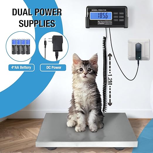 Large 440lbs Shipping Scale, 15"X 12" Platform Heavy Duty Stainless Steel Platform for Postal Industrial Floor Business Office Home Warehouse Package Luggage